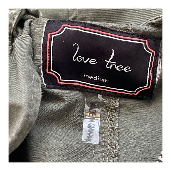 Love Tree Women’s Medium Olive Green Cinch Waist Cargo Utility Jacket w/ Hood - Picture 9 of 10